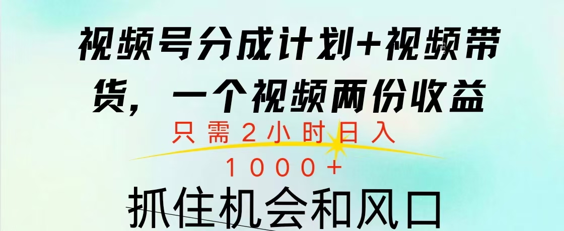 视频号橱窗带货， 10分钟一个视频， 2份收益，日入1000+-菡洋资源网