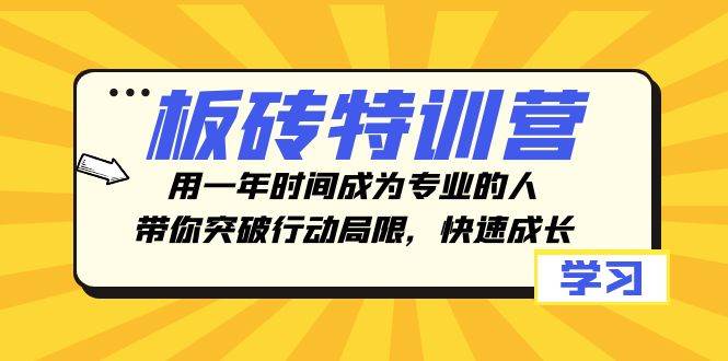 板砖特训营,用一年时间成为专业的人,带你突破行动局限,快速成长-菡洋资源网