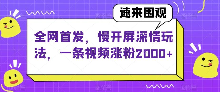 全网首发，慢开屏深情玩法，一条视频涨粉2000+【揭秘】-菡洋资源网
