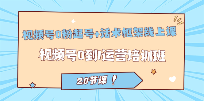 视频号·0粉起号+话术框架线上课：视频号0到1运营培训班（20节课）-菡洋资源网