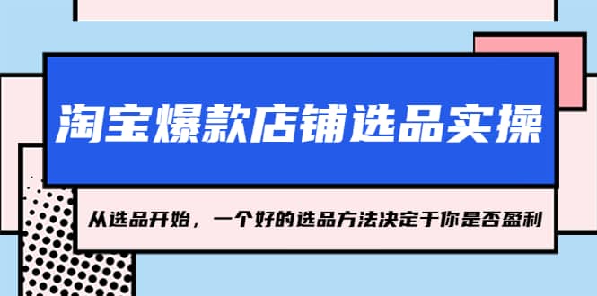 淘宝爆款店铺选品实操，2023从选品开始，一个好的选品方法决定于你是否盈利-菡洋资源网