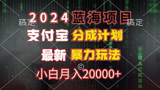 （12339期）2024蓝海项目，支付宝分成计划，暴力玩法，刷爆播放量，小白月入20000+-菡洋资源网