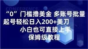 0门槛撸美金，多账号批量起号轻松日入200+美刀，小白也可直接上手，保姆级教程【揭秘】-菡洋资源网