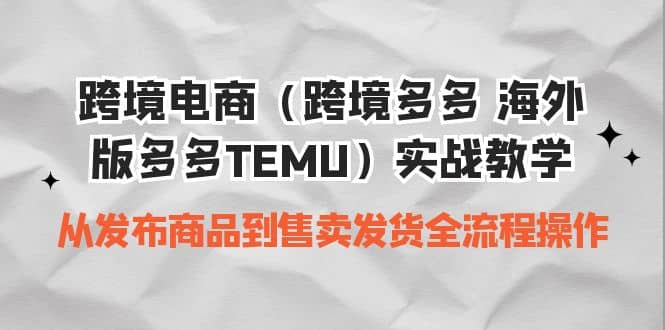 跨境电商（跨境多多 海外版多多TEMU）实操教学 从发布商品到售卖发货全流程-菡洋资源网