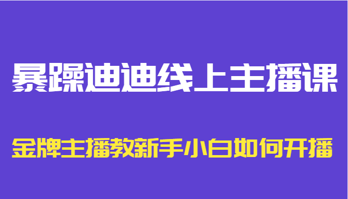 暴躁迪迪线上主播课，金牌主播教新手小白如何开播-菡洋资源网