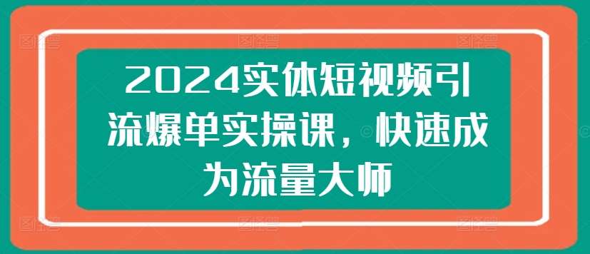 2024实体短视频引流爆单实操课，快速成为流量大师-菡洋资源网