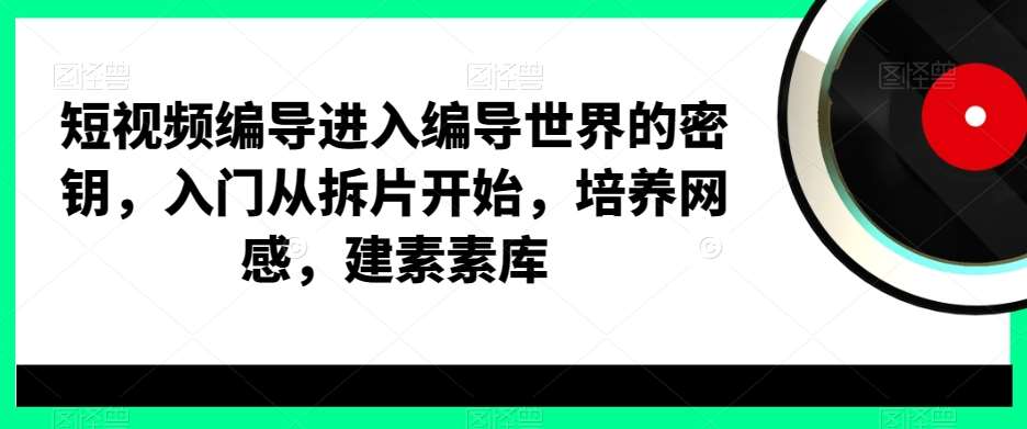 短视频编导进入编导世界的密钥，入门从拆片开始，培养网感，建素素库-菡洋资源网