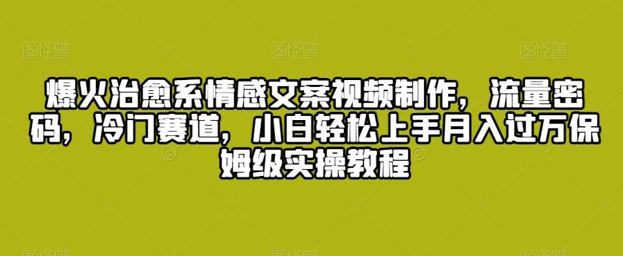 爆火治愈系情感文案视频制作，流量密码，冷门赛道，小白轻松上手月入过万保姆级实操教程【揭秘】-菡洋资源网