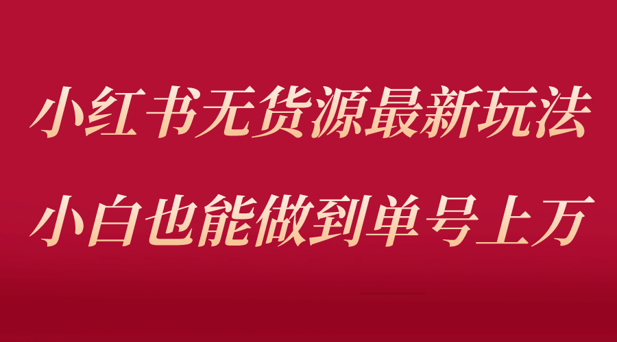小红书无货源最新螺旋起号玩法，电商小白也能做到单号上万（收费3980）-菡洋资源网