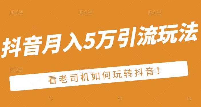 老古董·抖音月入5万引流玩法，看看老司机如何玩转抖音(附赠：抖音另类引流思路)-菡洋资源网