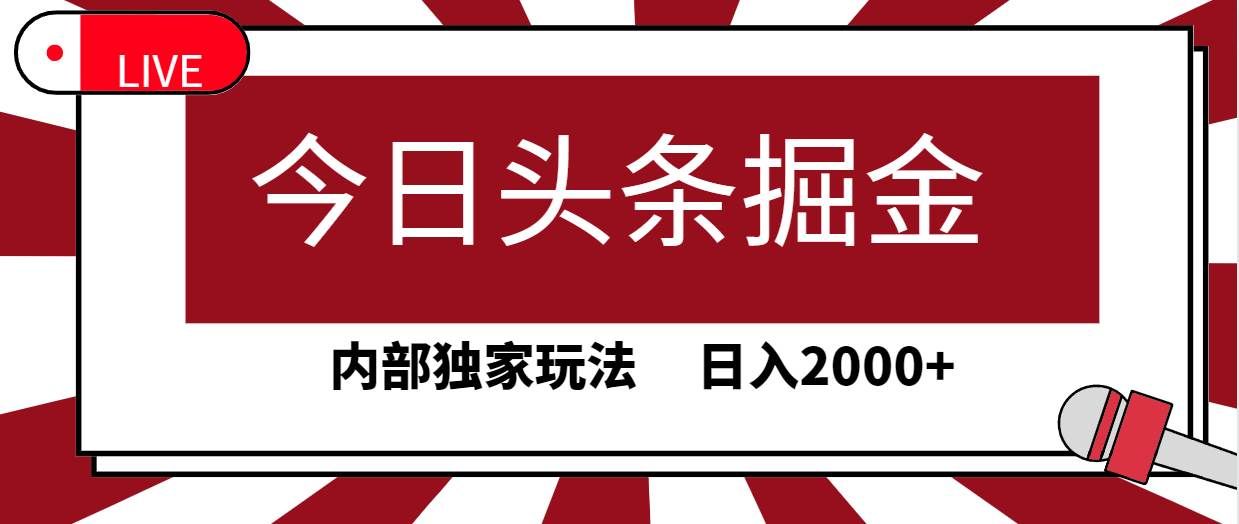 （9832期）今日头条掘金，30秒一篇文章，内部独家玩法，日入2000+-菡洋资源网