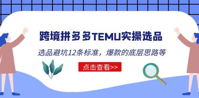 跨境拼多多TEMU实操选品运营方法，选品避坑12条标准，爆款的底层思路等-菡洋资源网