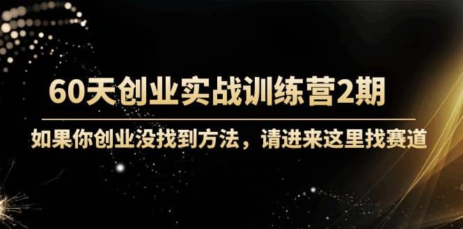 60天创业实战训练营2期：如果你创业没找到方法，进来这里找赛道-价值3000元-菡洋资源网