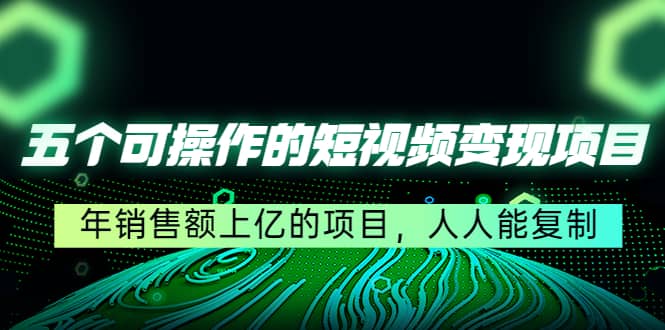 五个可操作的短视频变现项目：年销售额上亿的项目，人人能复制-菡洋资源网