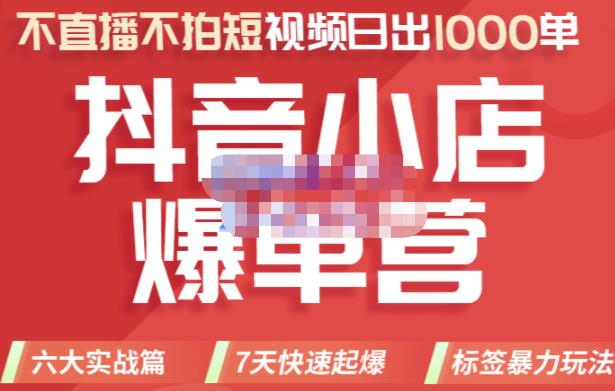 2022年抖音小店爆单营，不直播、不拍短视频、日出1000单，暴力玩法-菡洋资源网