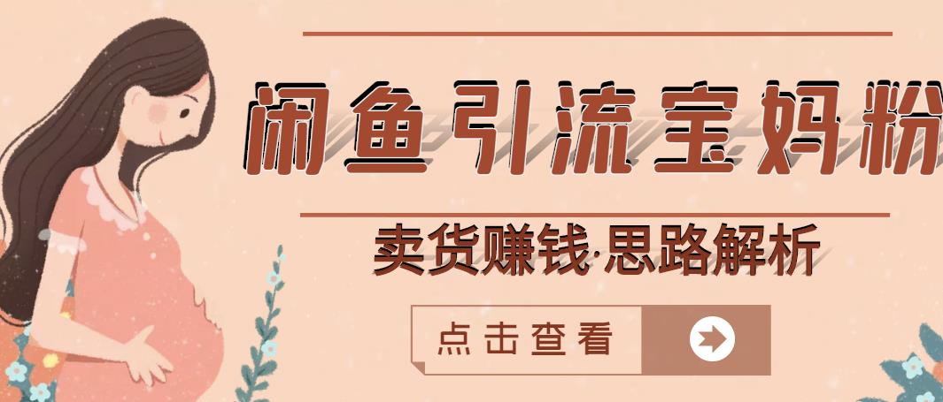 闲鱼引流宝妈粉+卖货赚钱一个月收益30000+（实操视频教程）-菡洋资源网