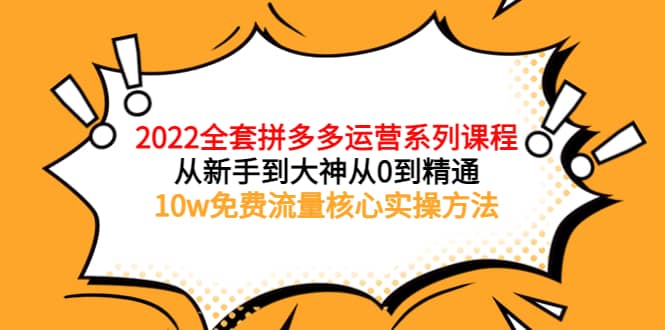 2022全套拼多多运营课程，从新手到大神从0到精通，10w免费流量核心实操方法-菡洋资源网