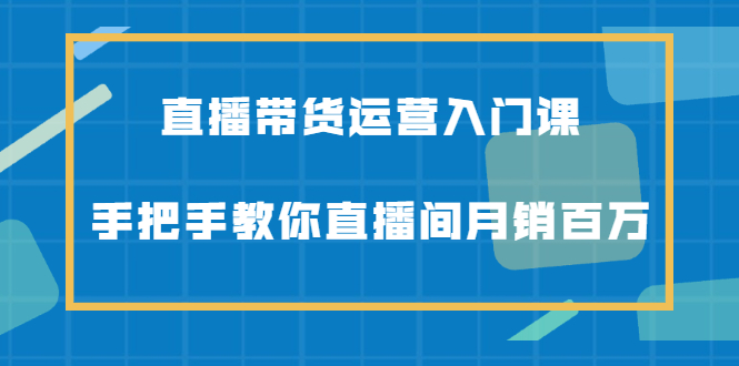 直播带货运营入门课，手把手教你直播间月销百万-菡洋资源网
