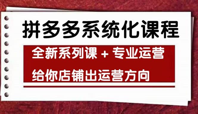 车神陪跑，拼多多系统化课程，全新系列课+专业运营给你店铺出运营方向-菡洋资源网