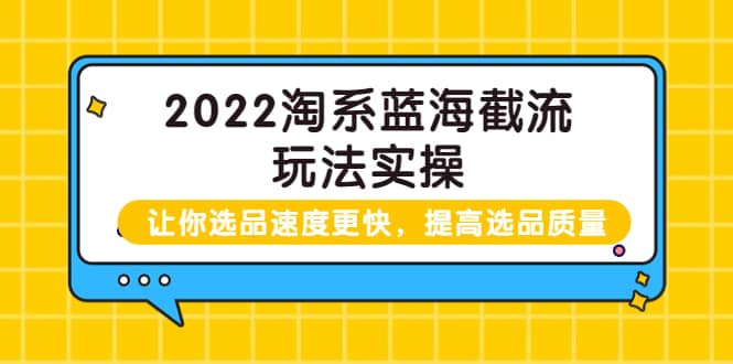 2022淘系蓝海截流玩法实操:让你选品速度更快,提高选品质量(价值599)-菡洋资源网