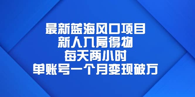 最新蓝海风口项目，新人入局得物，每天两小时，单账号一个月变现破万-菡洋资源网
