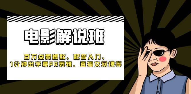 《电影解说班》百万点赞爆款、配音入门、1分钟出字幕PR剪辑、直播文案课等-菡洋资源网