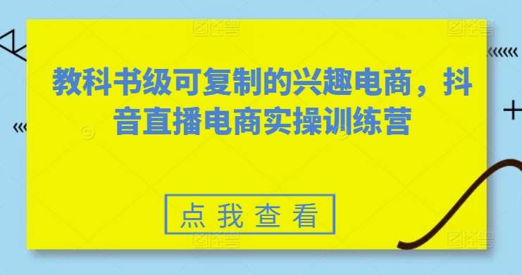 教科书级可复制的兴趣电商，抖音直播电商实操训练营-菡洋资源网