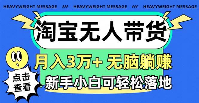 淘宝无人带货3.0高收益玩法，月入3万+，无脑躺赚，新手小白可落地实操-菡洋资源网