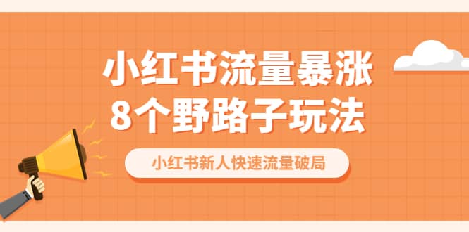小红书流量-暴涨8个野路子玩法：小红书新人快速流量破局（8节课）-菡洋资源网