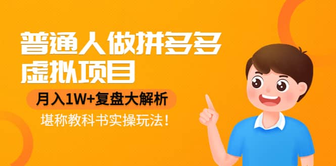 普通人做拼多多虚拟项目，复盘大解析，堪称教科书实操玩法-菡洋资源网