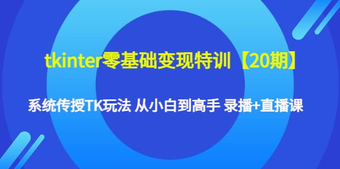 tkinter零基础变现特训【20期】系统传授TK玩法 从小白到高手 录播+直播课-菡洋资源网