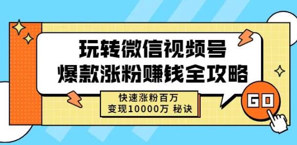 玩转微信视频号爆款涨粉赚钱全攻略，快速涨粉百万变现万元秘诀-菡洋资源网
