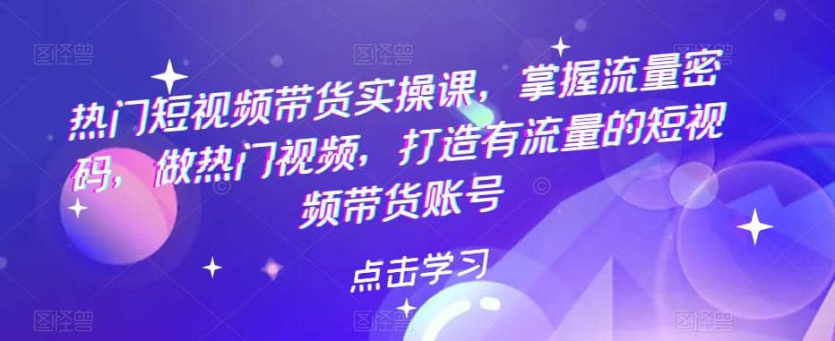 热门短视频带货实战 掌握流量密码 做热门视频 打造有流量的短视频带货账号-菡洋资源网