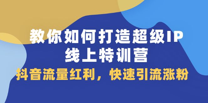 教你如何打造超级IP线上特训营，抖音流量红利新机遇-菡洋资源网