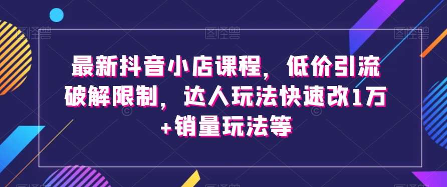 最新抖音小店课程，低价引流破解限制，达人玩法快速改1万+销量玩法等-菡洋资源网