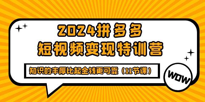 （9817期）2024拼多多短视频变现特训营，知识的丰厚比起金钱更可靠（11节课）-菡洋资源网