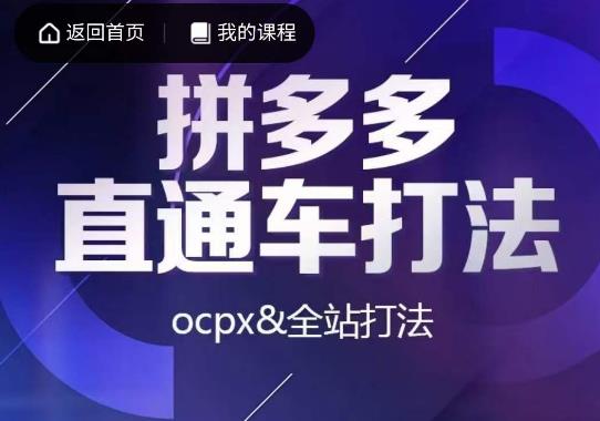 互力·拼多多直通车打法，ocpx&全站打法-菡洋资源网