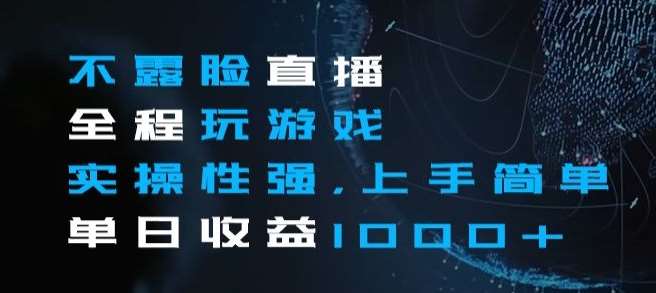不露脸直播全程玩游戏，实操性强，上手简单，单日收益1000+【揭秘】-菡洋资源网