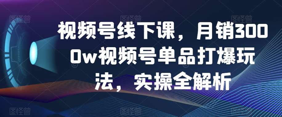 视频号线下课，月销3000w视频号单品打爆玩法，实操全解析-菡洋资源网