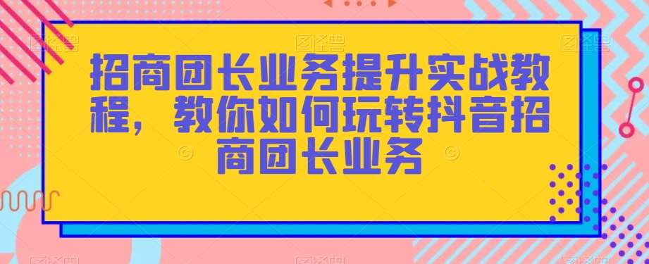 招商团长业务提升实战教程，教你如何玩转抖音招商团长业务-菡洋资源网