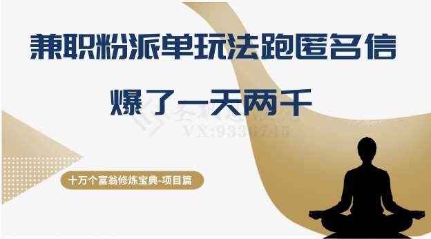 十万个富翁修炼宝典之6.兼职粉派单玩法跑匿名信，爆了一天两千-菡洋资源网