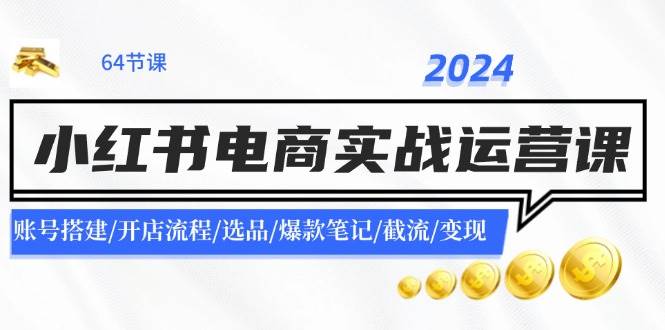 2024小红书电商实战运营课:账号搭建/开店流程/选品/爆款笔记/截流/变现-菡洋资源网
