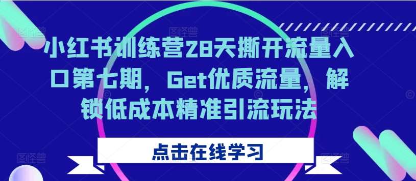 小红书训练营28天撕开流量入口第七期，Get优质流量，解锁低成本精准引流玩法-菡洋资源网