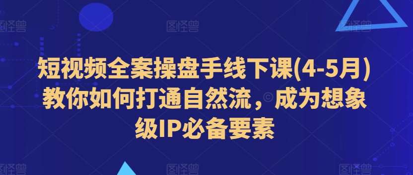 短视频全案操盘手线下课(4-5月)教你如何打通自然流，成为想象级IP必备要素-菡洋资源网