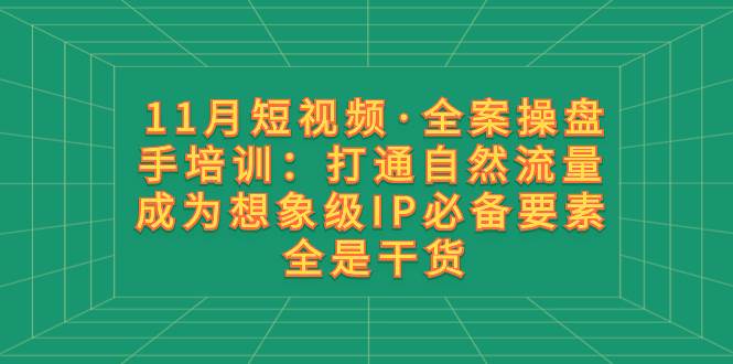 （8182期）11月短视频·全案操盘手培训：打通自然流量 成为想象级IP必备要素 全是干货-菡洋资源网