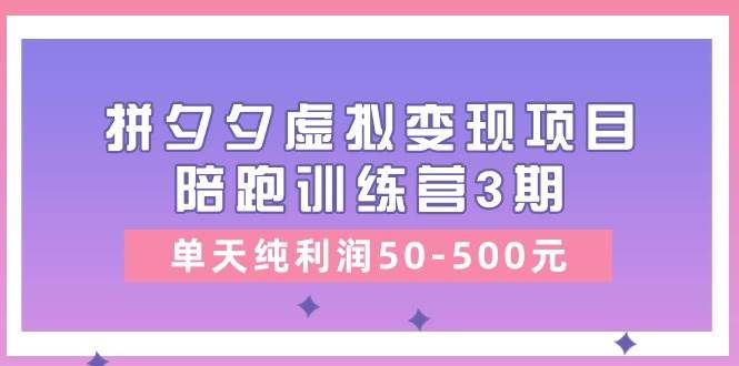 （11000期）某收费培训《拼夕夕虚拟变现项目陪跑训练营3期》单天纯利润50-500元-菡洋资源网