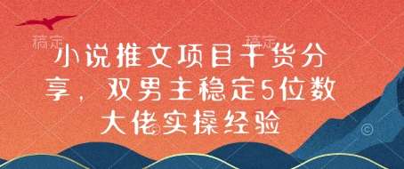 小说推文项目干货分享，双男主稳定5位数大佬实操经验-菡洋资源网
