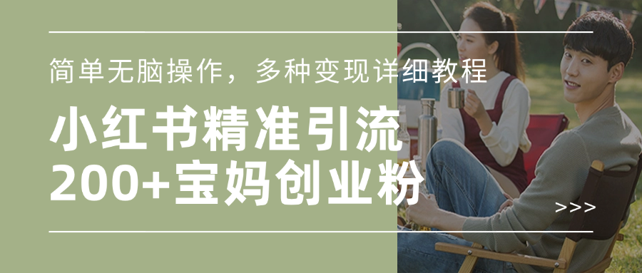 小红书精准日引200+宝妈创业粉，简单无脑操作，多种变现详细教程-菡洋资源网