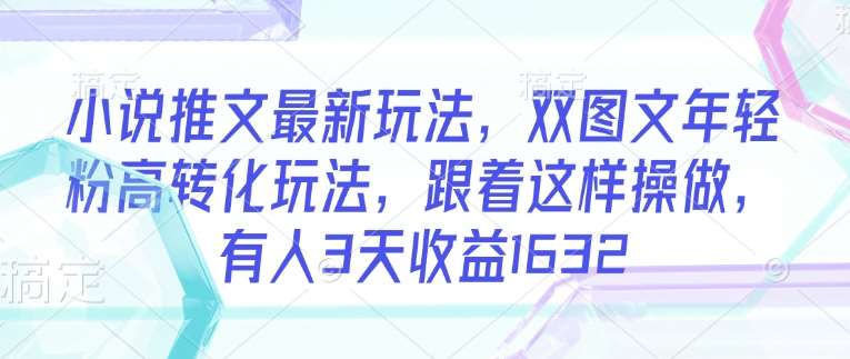 小说推文最新玩法，双图文年轻粉高转化玩法，跟着这样操做，有人3天收益1632-菡洋资源网