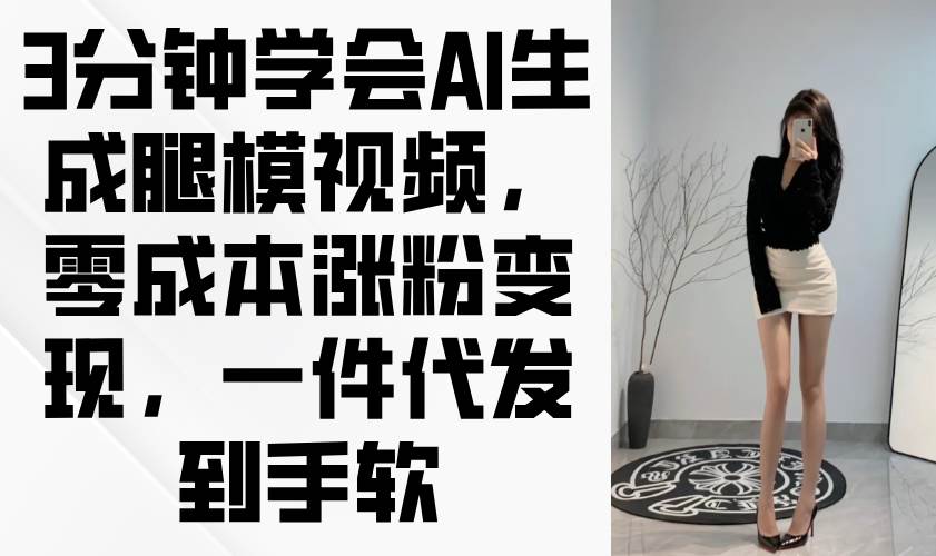 （14537期）3分钟学会AI生成腿模视频，零成本涨粉变现，一件代发到手软-菡洋资源网